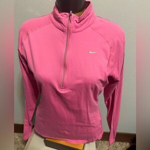 Nike Womens Medium Pink DriFit Running Half ZIP Pullover